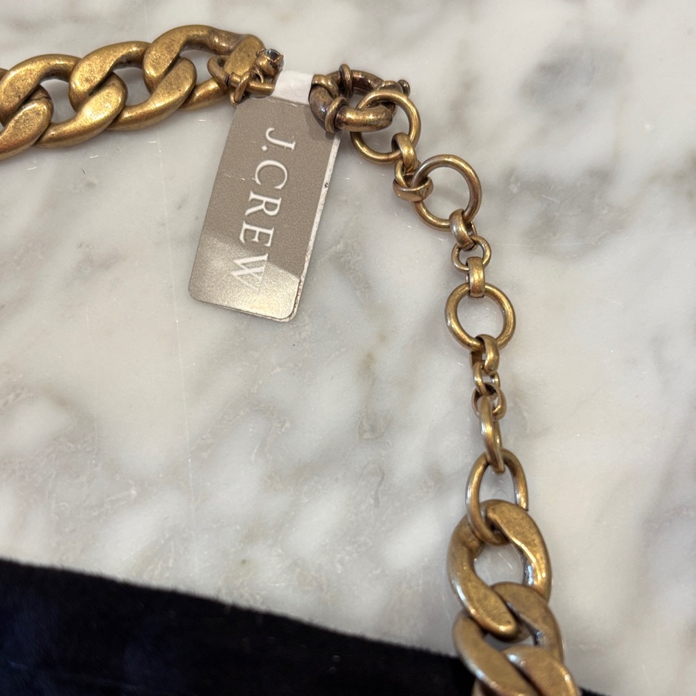J. Crew White Floral Layered Statement Necklace with Gold Chain - Picture 6 of 13